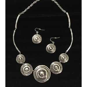 Silver Swirl Discs Necklace & Earrings